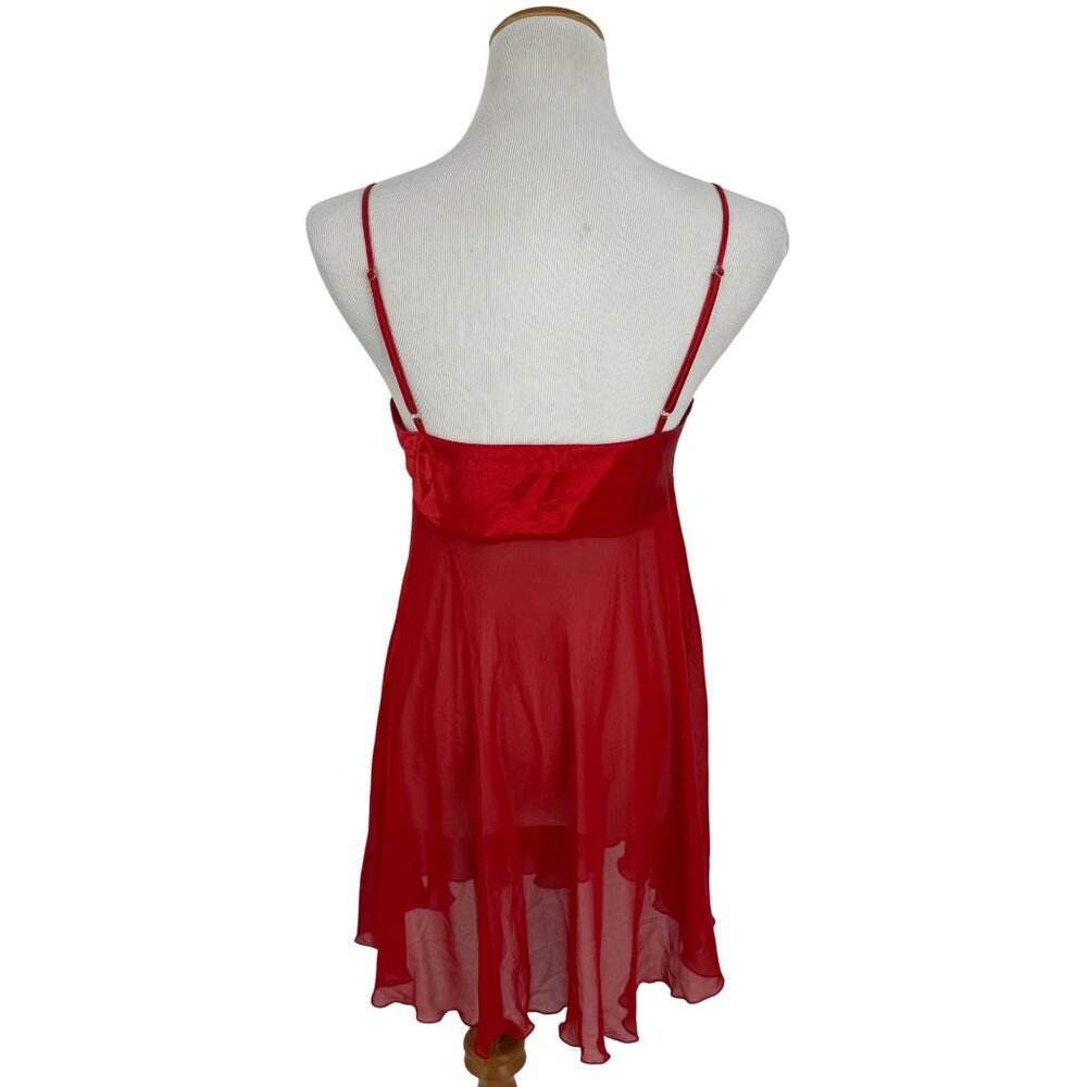 Vintage 1999 Victorias Secret Red Satin Sheer Babydoll Lingerie w/Bow Detail Y2K - Picture 11 of 16